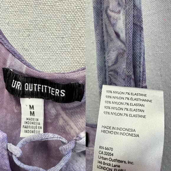 Urban Outfitters Ruched Lace-Up Mesh Tank Top Denim Jeans Print Size Medium - Picture 11 of 16